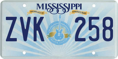MS license plate ZVK258