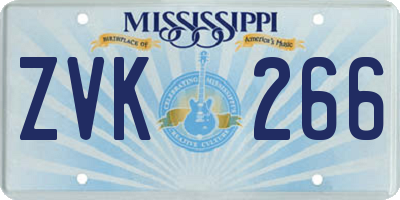 MS license plate ZVK266