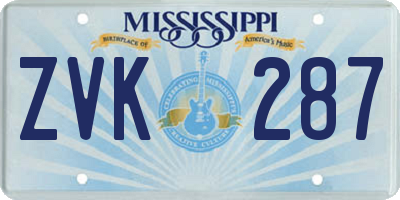 MS license plate ZVK287