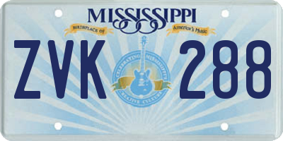 MS license plate ZVK288