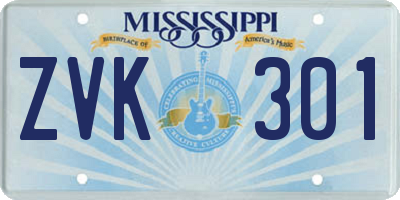 MS license plate ZVK301