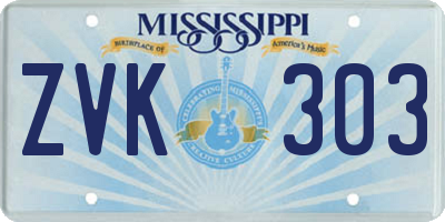 MS license plate ZVK303