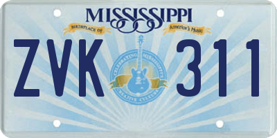 MS license plate ZVK311