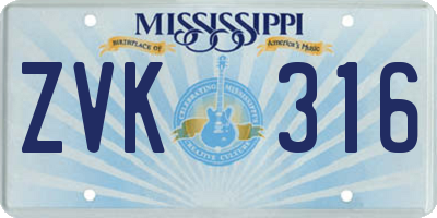 MS license plate ZVK316