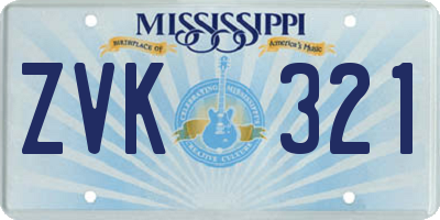 MS license plate ZVK321