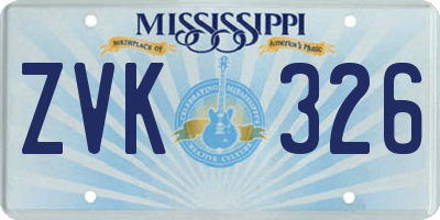 MS license plate ZVK326