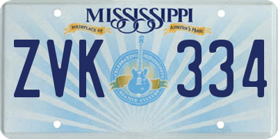 MS license plate ZVK334