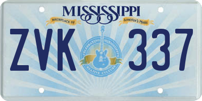 MS license plate ZVK337