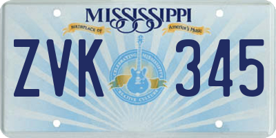 MS license plate ZVK345