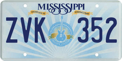 MS license plate ZVK352