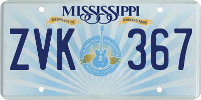 MS license plate ZVK367