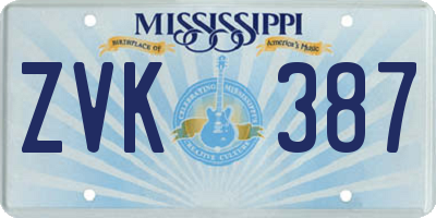 MS license plate ZVK387