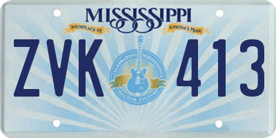 MS license plate ZVK413