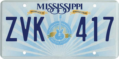 MS license plate ZVK417