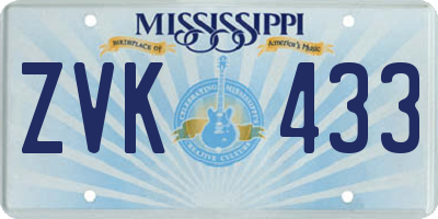 MS license plate ZVK433