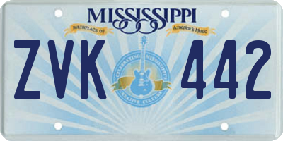 MS license plate ZVK442