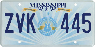 MS license plate ZVK445