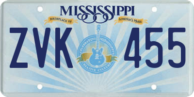 MS license plate ZVK455