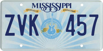 MS license plate ZVK457