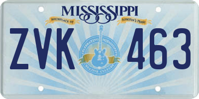 MS license plate ZVK463