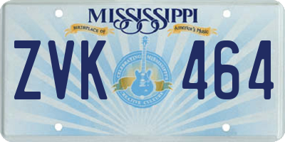 MS license plate ZVK464