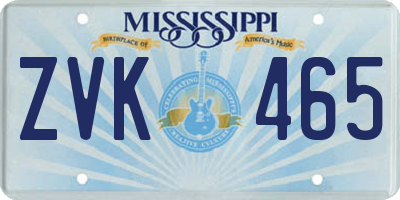 MS license plate ZVK465