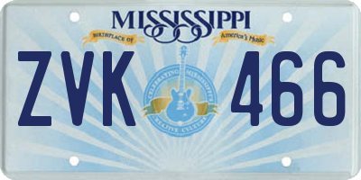 MS license plate ZVK466
