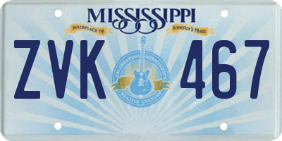 MS license plate ZVK467