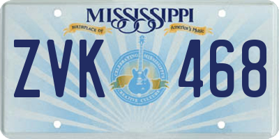 MS license plate ZVK468
