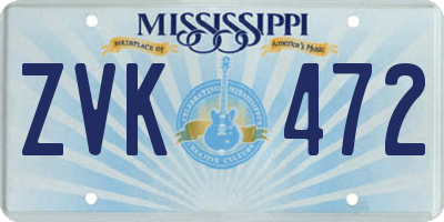 MS license plate ZVK472