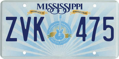 MS license plate ZVK475