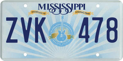 MS license plate ZVK478