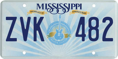 MS license plate ZVK482