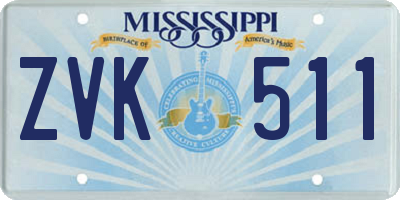 MS license plate ZVK511