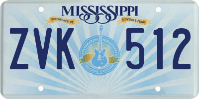 MS license plate ZVK512