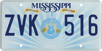 MS license plate ZVK516