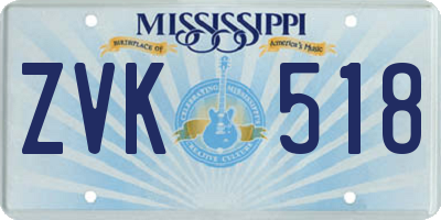 MS license plate ZVK518