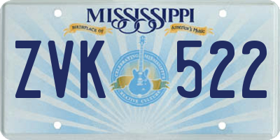 MS license plate ZVK522