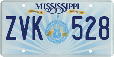 MS license plate ZVK528