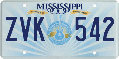 MS license plate ZVK542