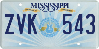 MS license plate ZVK543