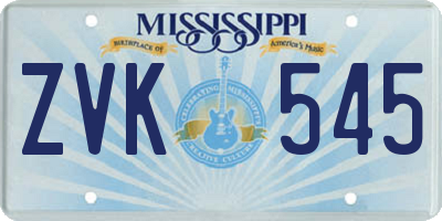 MS license plate ZVK545