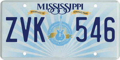 MS license plate ZVK546