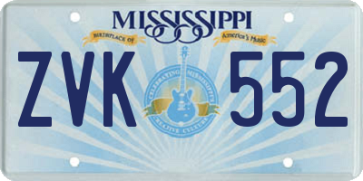 MS license plate ZVK552