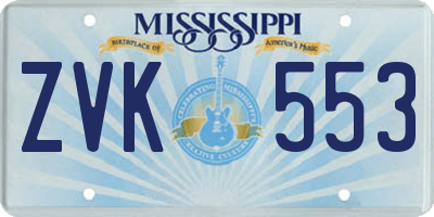 MS license plate ZVK553