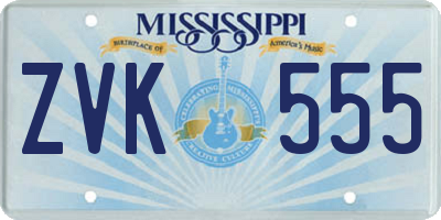 MS license plate ZVK555