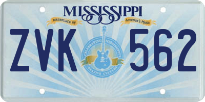MS license plate ZVK562