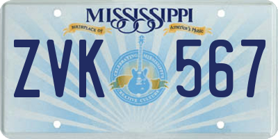 MS license plate ZVK567