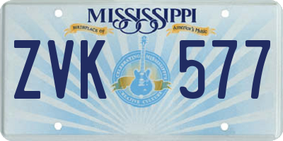 MS license plate ZVK577