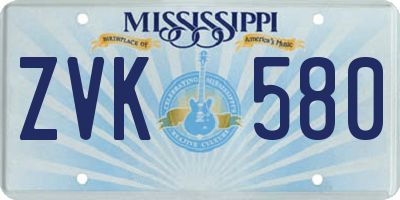 MS license plate ZVK580